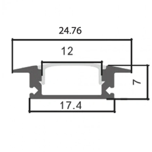 Anodēts alumīnija profils LED lentei HB-24.7X7WBM